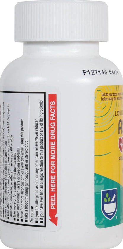 Rite Aid Aspirin Enteric Tablets - 81 mg Aspirin - 500 Count - Low-Dose for Headache Relief - Safety Coated - Aspirin Regimen - Migraine Medicine - Pain Relief - dailyvitalstore