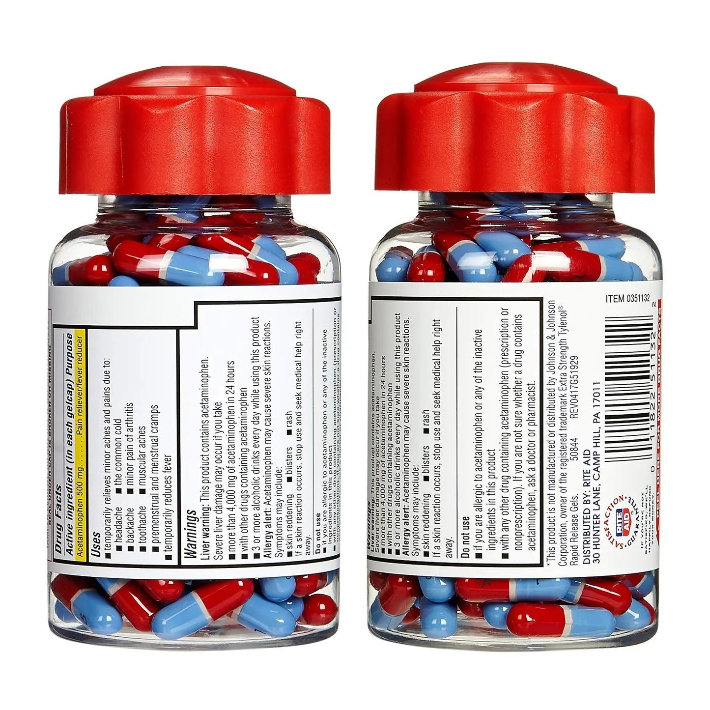 Rite Aid Extra Strength 500mg Acetaminophen Rapid Release Gelcaps - 150 Count | Joint, Muscle, Arthritis, Back Pain Relief - dailyvitalstore