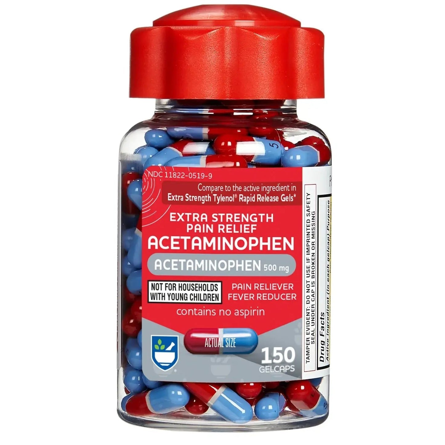 Rite Aid Extra Strength 500mg Acetaminophen Rapid Release Gelcaps - 150 Count | Joint, Muscle, Arthritis, Back Pain Relief - dailyvitalstore