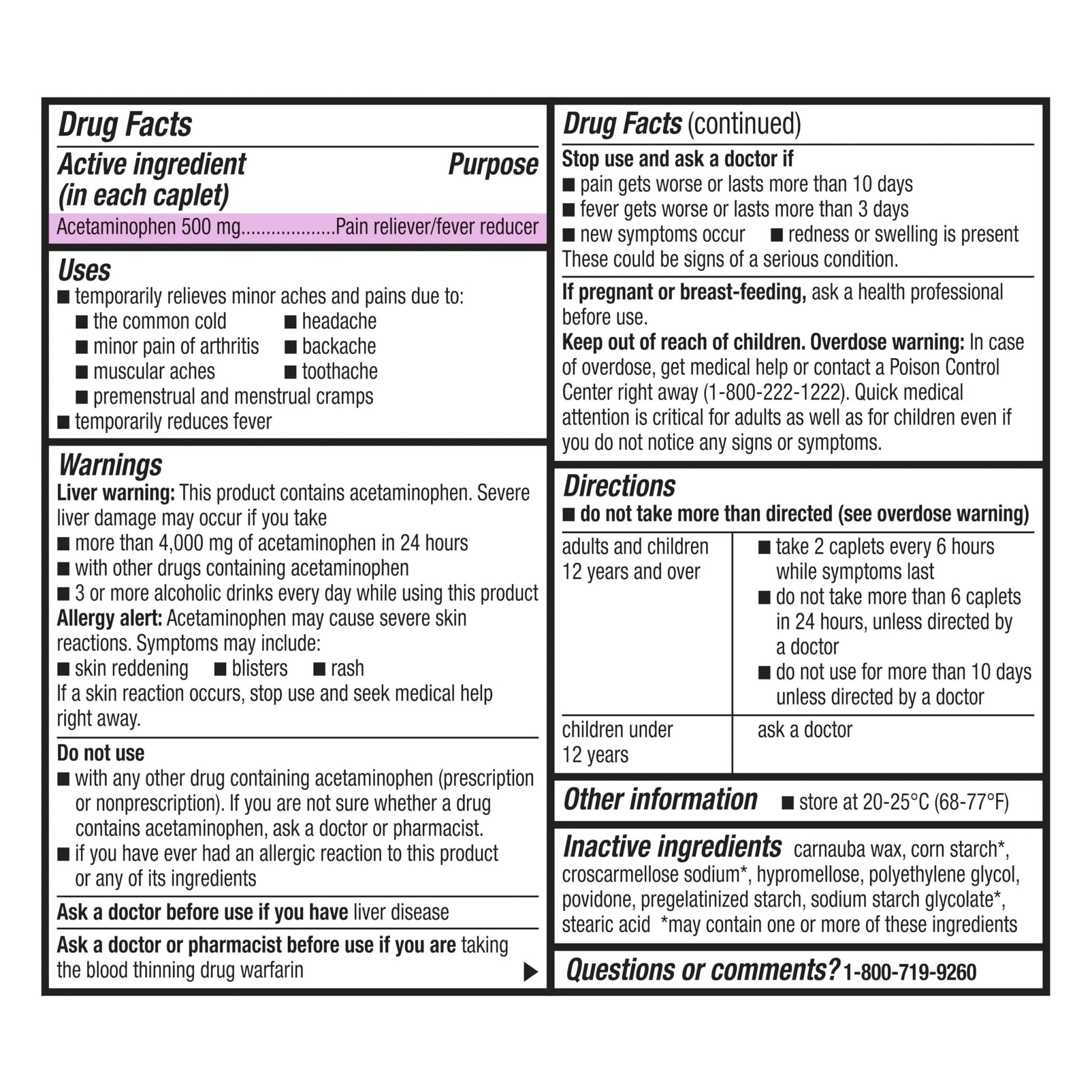 Rite Aid Extra Strength Acetaminophen, 500mg - 500 Caplets | Pain Reliever & Fever Reducer for Migraines, Joint Pain, Muscle or Back Pain, and Menstrual Pain - dailyvitalstore