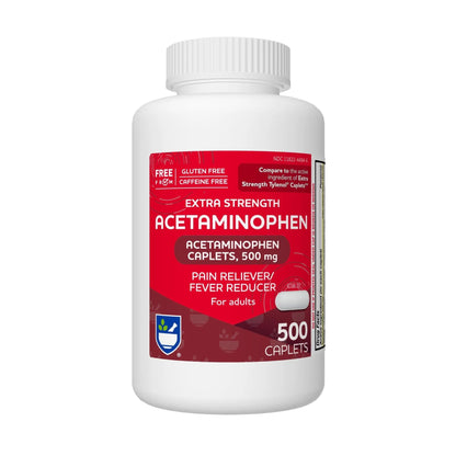Rite Aid Extra Strength Acetaminophen, 500mg - 500 Caplets | Pain Reliever & Fever Reducer for Migraines, Joint Pain, Muscle or Back Pain, and Menstrual Pain - dailyvitalstore
