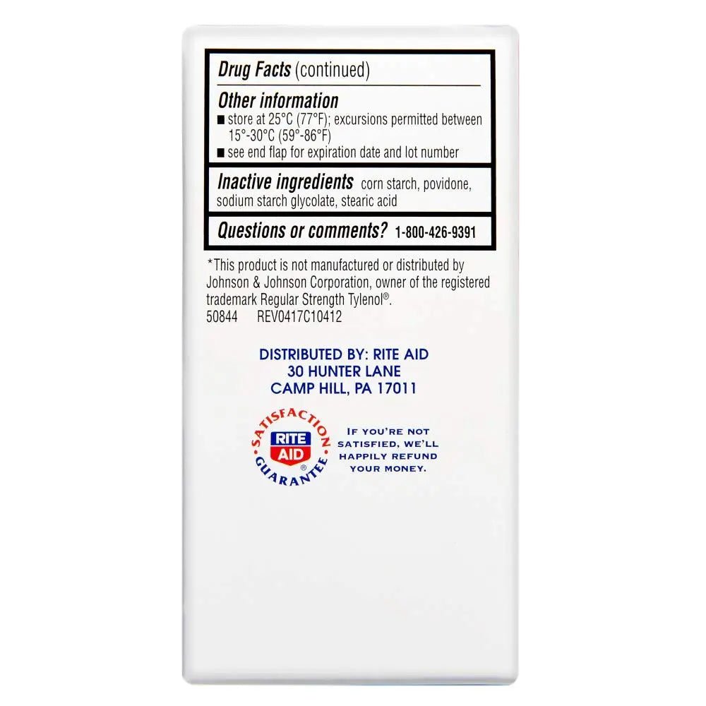 Rite Aid Regular Strength Pain Relief Acetaminophen, 325mg - 100 Tablets | Pain Reliever and Fever Reducer | Joint Pain Relief | Muscle Pain Relief | Arthritis Pain Relief | Back Pain Relief Products - dailyvitalstore