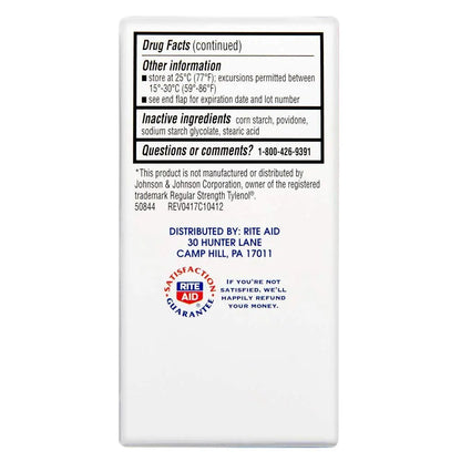 Rite Aid Regular Strength Pain Relief Acetaminophen, 325mg - 100 Tablets | Pain Reliever and Fever Reducer | Joint Pain Relief | Muscle Pain Relief | Arthritis Pain Relief | Back Pain Relief Products - dailyvitalstore