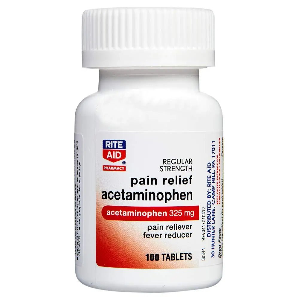 Rite Aid Regular Strength Pain Relief Acetaminophen, 325mg - 100 Tablets | Pain Reliever and Fever Reducer | Joint Pain Relief | Muscle Pain Relief | Arthritis Pain Relief | Back Pain Relief Products - dailyvitalstore