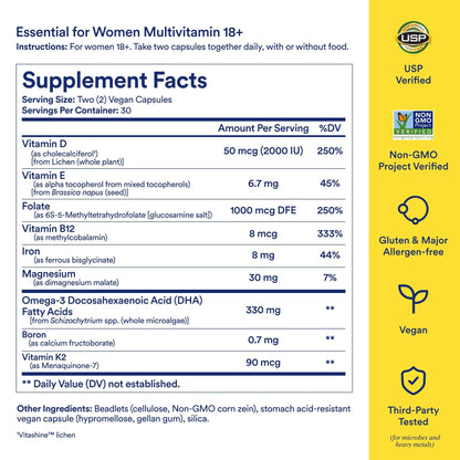 Ritual Multivitamin for Women 18+ with Vitamin D3 for Immune Support*, Vegan Omega 3 DHA, B12, Iron - dailyvitalstore