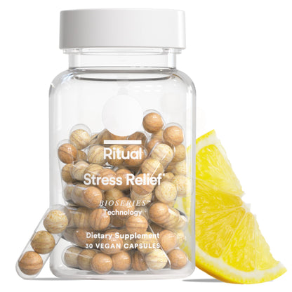Ritual Stress Relief Supplement - Ashwagandha, L-Theanine, & Saffron - Helps Reduce Stress, Manage Cortisol, Promotes Calm, Relaxation* - All Day Support* - Vegan - Citrus - 30 Capsules - 30 Servings - dailyvitalstore
