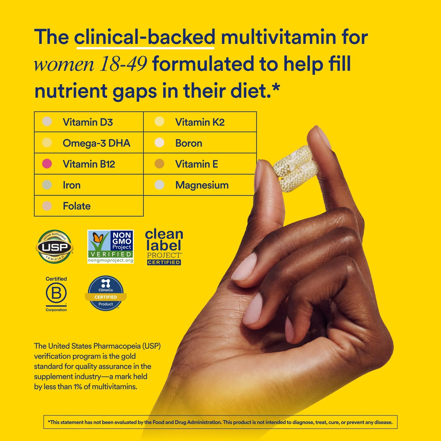 Ritual Women’s 18+ Daily Multivitamin - Key Essential Vitamins and Minerals to Support Energy, Heart, Bone, Brain Health* - Clinical Backed - Vegan - USP Verified - Mint - 60 Capsules - 30 Servings - dailyvitalstore