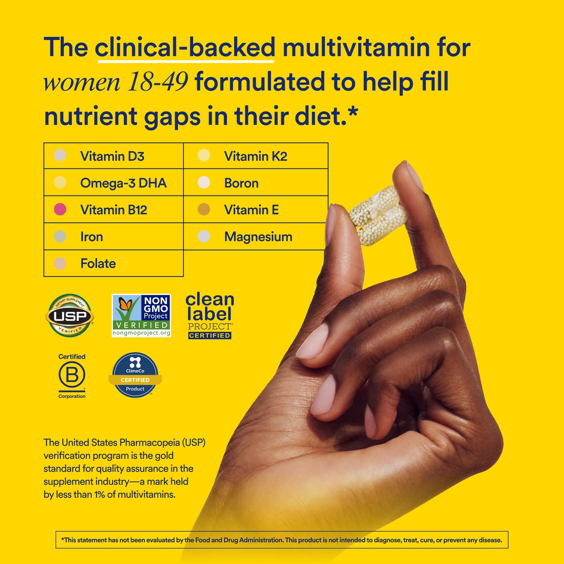 Ritual Women’s 18+ Daily Multivitamin - Key Essential Vitamins and Minerals to Support Energy, Heart, Bone, Brain Health* - Clinical Backed - Vegan - USP Verified - Mint - 60 Capsules - 30 Servings - dailyvitalstore