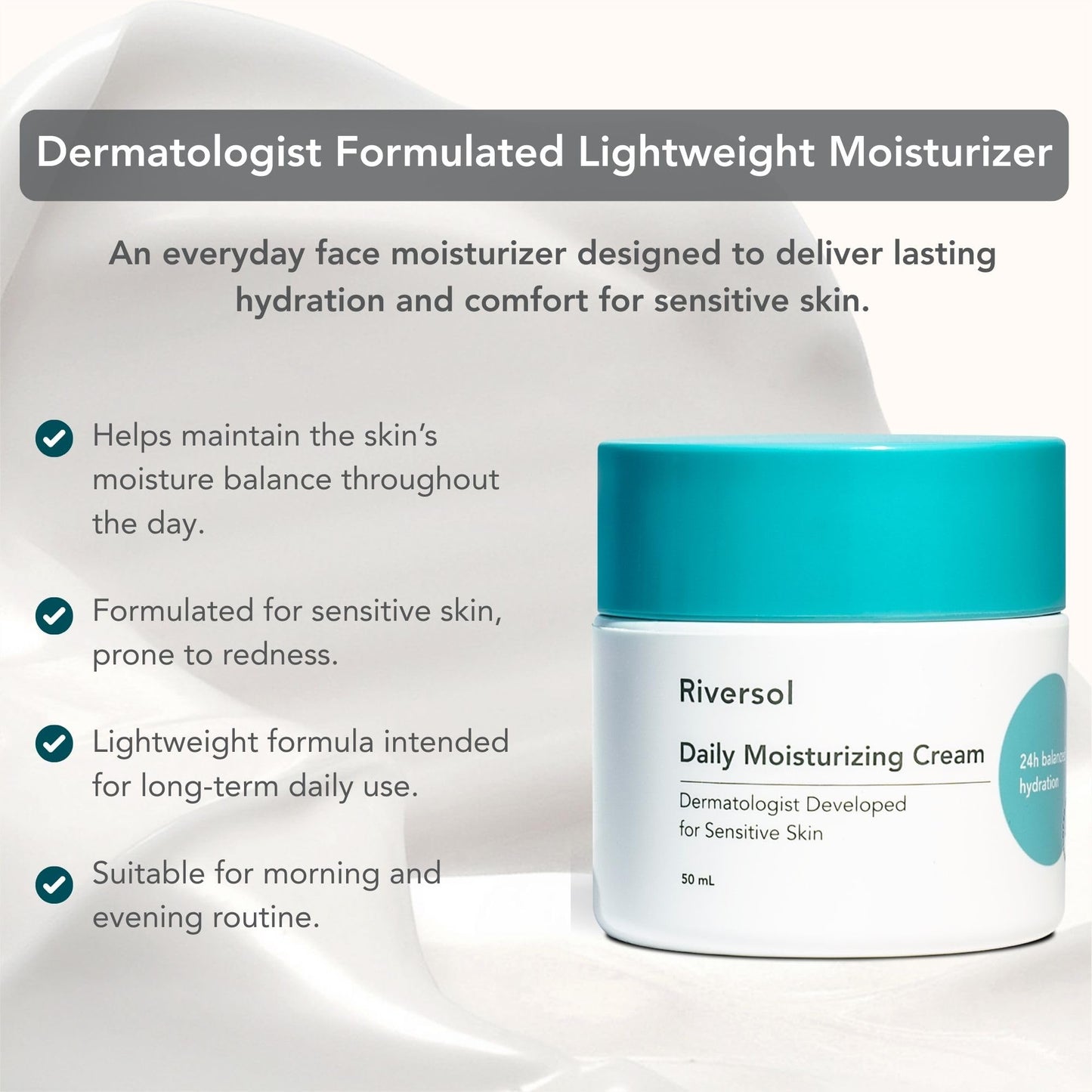 Riversol Rosacea Cream & Face Moisturizer for Dry & Sensitive Skin | Redness Relief | Anti-Aging Hydration for Mature Skin | Fragrance Free - dailyvitalstore