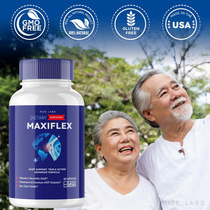 rize labs - Maxi Flex All Natural Suppplement, Capsules for Joint Support, Pills for Mobility and Flexibility, Advanced Formula Supplement, Triple Action (300 Capsules) - dailyvitalstore