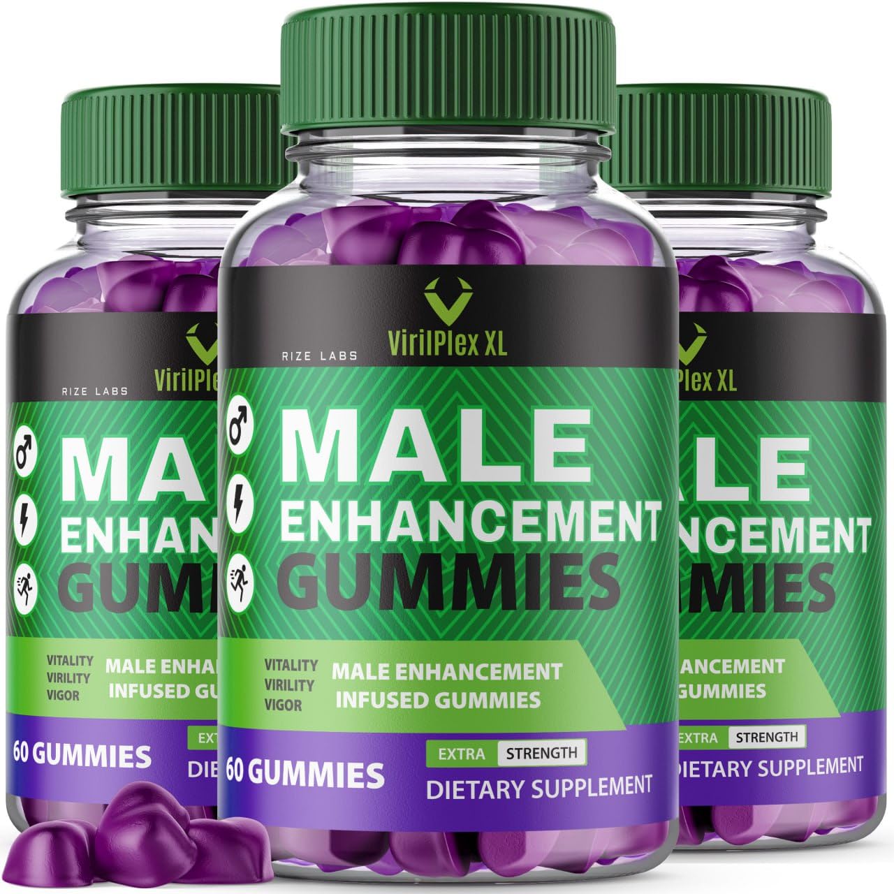 rize labs VirilPlex XL Male Performance Gummies, Premium Formula for Health and Well-Being for Men, Gummys to Deliver Maximum Performance Benefits - Pack of 3(180 Gummies) - dailyvitalstore