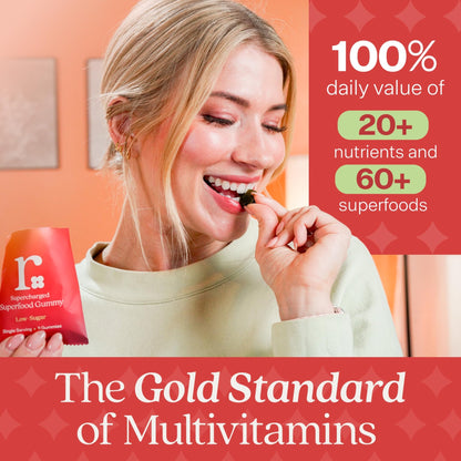 Rizz Low Sugar Green Gummies - 60+ Superfoods 6g Fiber - Prebiotic and Probiotic Gummies - Vegan Multivitamins for Women & Men - Gluten Free - Mushroom, - dailyvitalstore