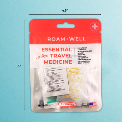 Roamwell Essential Travel Medicine Kit, OTC Travel Medication, TSA Approved (Business | 18 Tablets) - dailyvitalstore