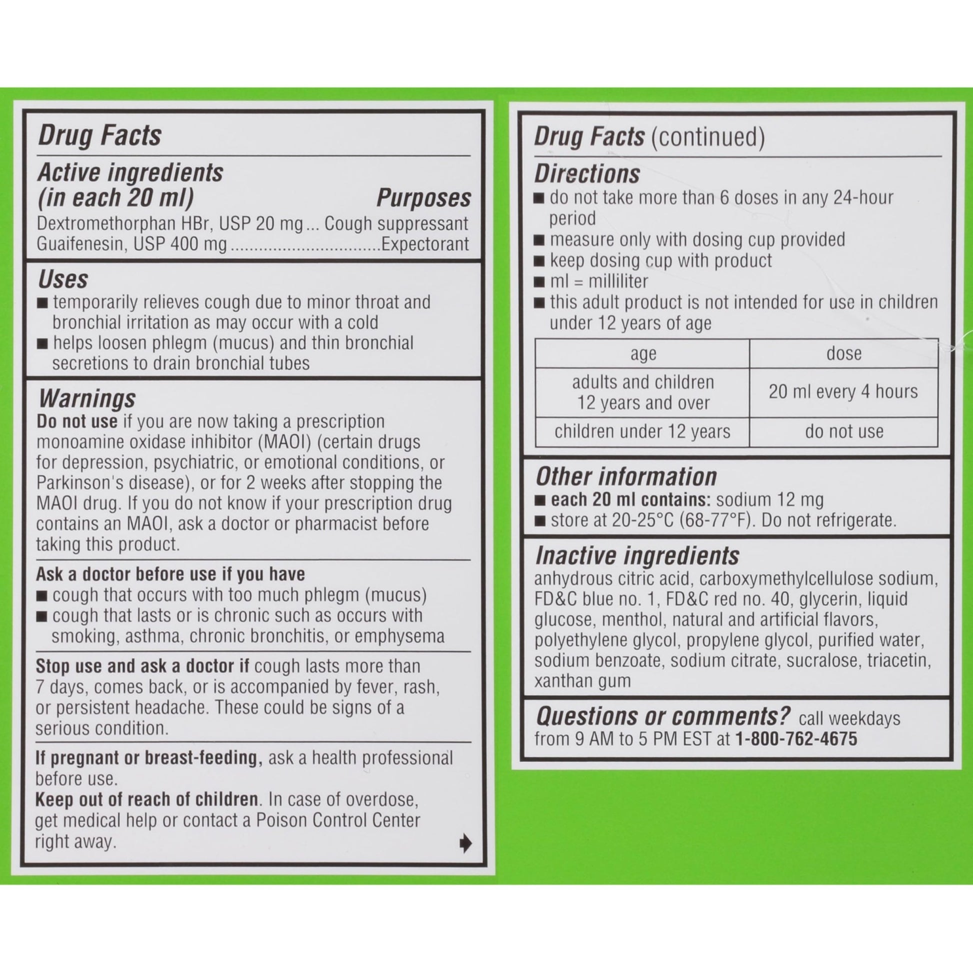 Robitussin Adult Maximum Strength Cough Plus Chest Congestion DM Max, Cough Suppressant and Expectorant, Raspberry Flavor, 8 Fl Oz x 2 - dailyvitalstore