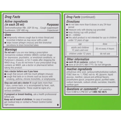 Robitussin Adult Maximum Strength Cough Plus Chest Congestion DM Max, Cough Suppressant and Expectorant, Raspberry Flavor, 8 Fl Oz x 2 - dailyvitalstore