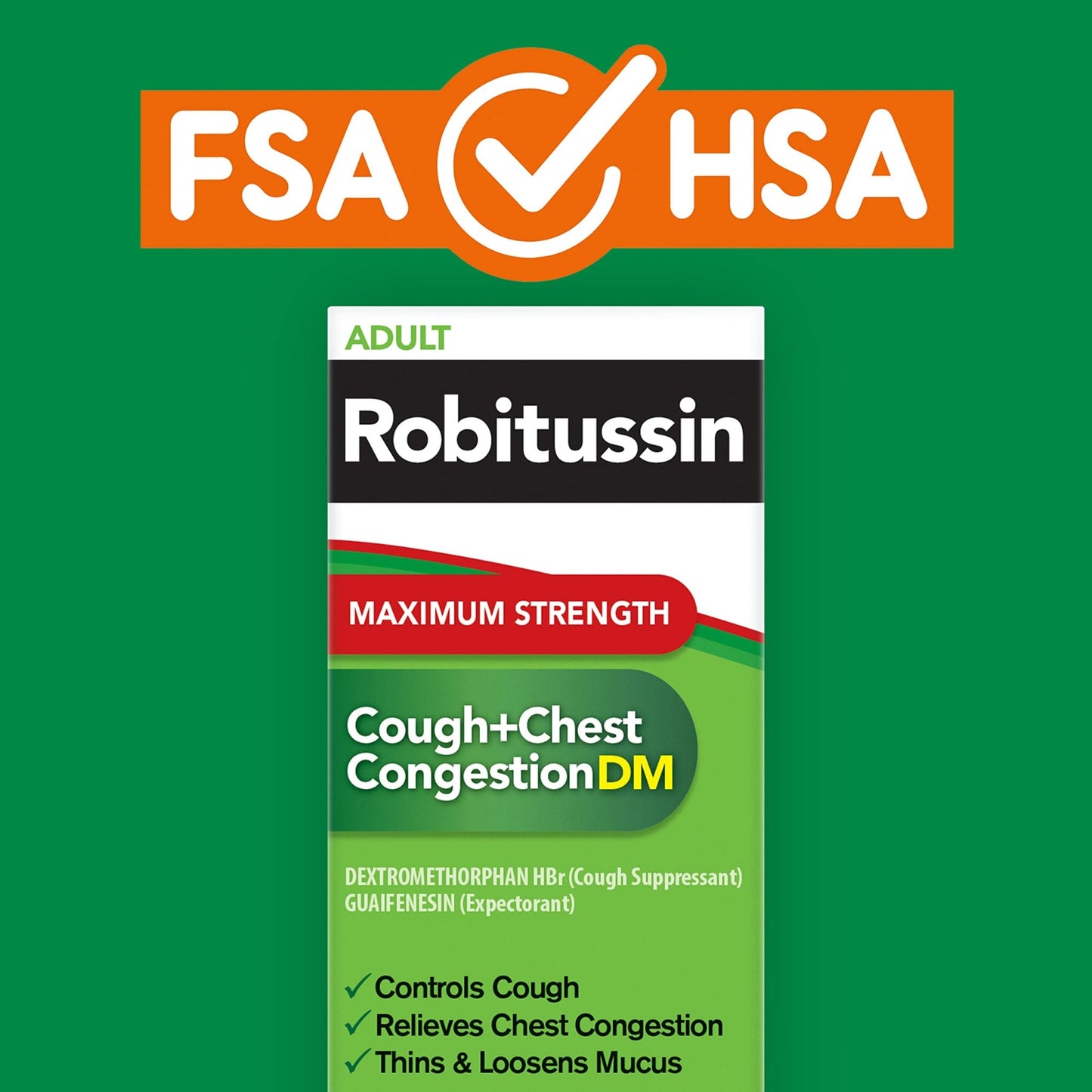 Robitussin Adult Maximum Strength Cough Plus Chest Congestion DM Max, Cough Suppressant and Expectorant, Raspberry Flavor, 8 Fl Oz x 2 - dailyvitalstore