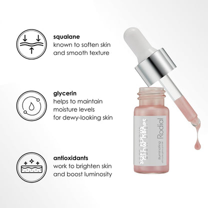 Rodial Soft Focus Glow Booster Drops 0.3 Deluxe fl oz, Illuminating Skin Serum with Glycerin and Antioxidants, Perfectioning and Smoothing Dewy Makeup Base, Weightless Formula - dailyvitalstore