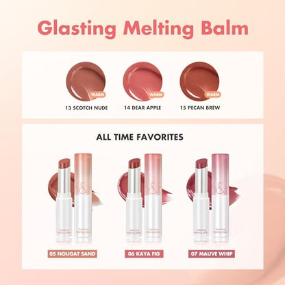 rom&nd GLASTING MELTING BALM 06 Kaya Fig - Vegan K-Beauty Tinted Lip Balm for Crystal Water-Gloss Shine, Deep Hydration & MLBB Rosy Nude Color | Non-Sticky, Long-Lasting Comfort for All Ages - dailyvitalstore