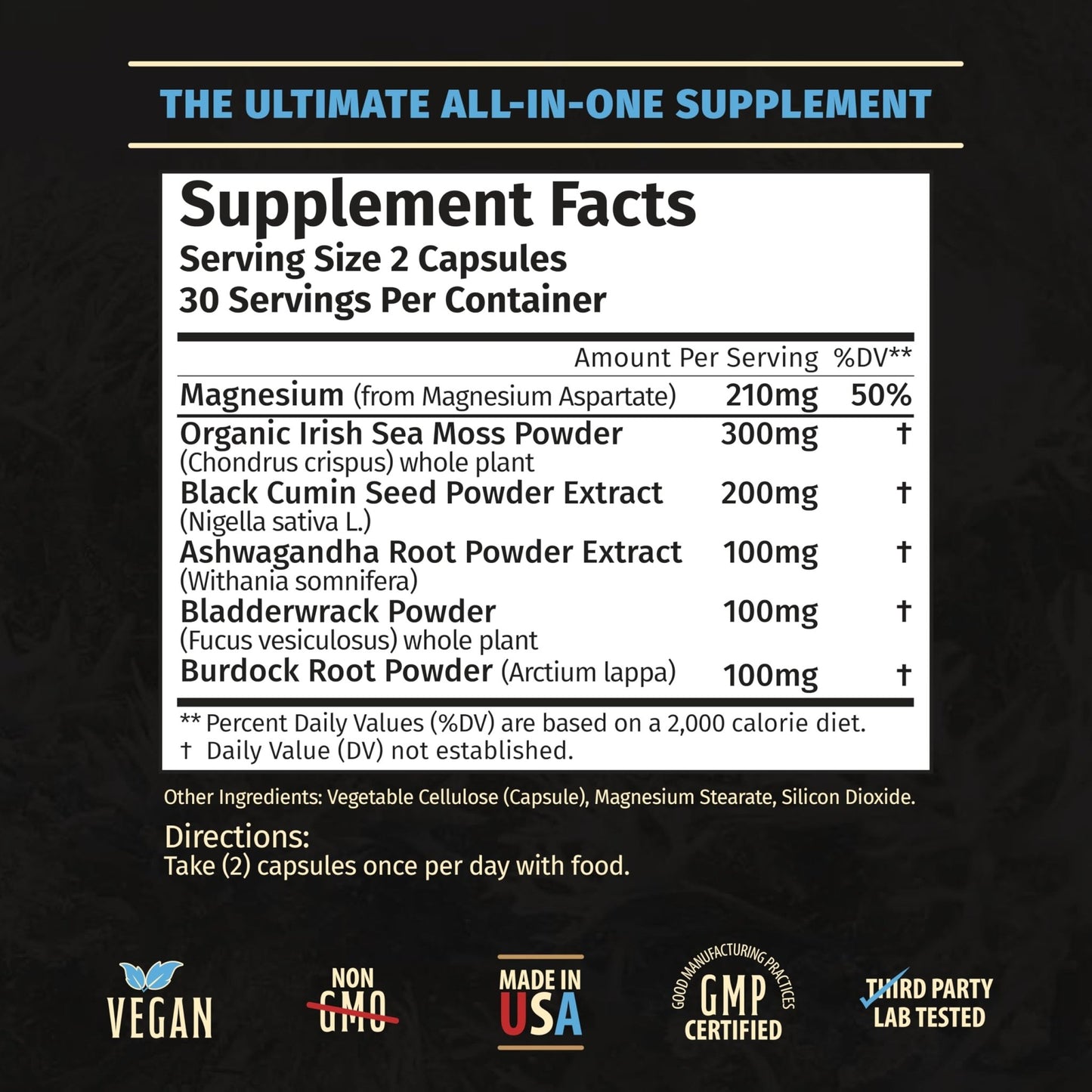Rooted Origins Sea Moss Capsules – Irish Sea Moss Advanced, Magnesium, Ashwaghanda, Black Seed Oil, Burdock Root & Bladderwrack – Immune Support, Gut Health, Energy, & More – 60 Capsules - dailyvitalstore