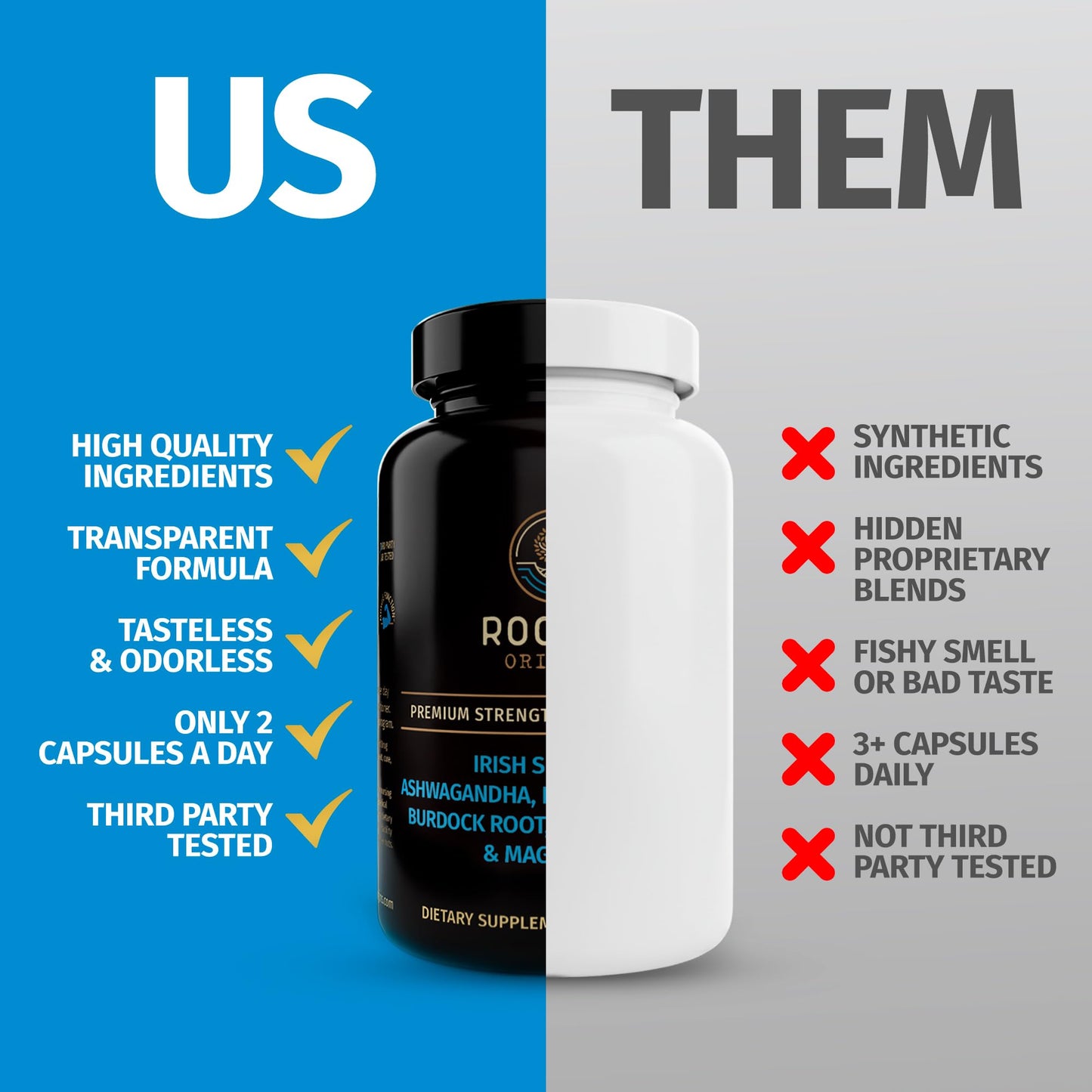Rooted Origins Sea Moss Capsules – Irish Sea Moss Advanced, Magnesium, Ashwaghanda, Black Seed Oil, Burdock Root & Bladderwrack – Immune Support, Gut Health, Energy, & More – 60 Capsules - dailyvitalstore