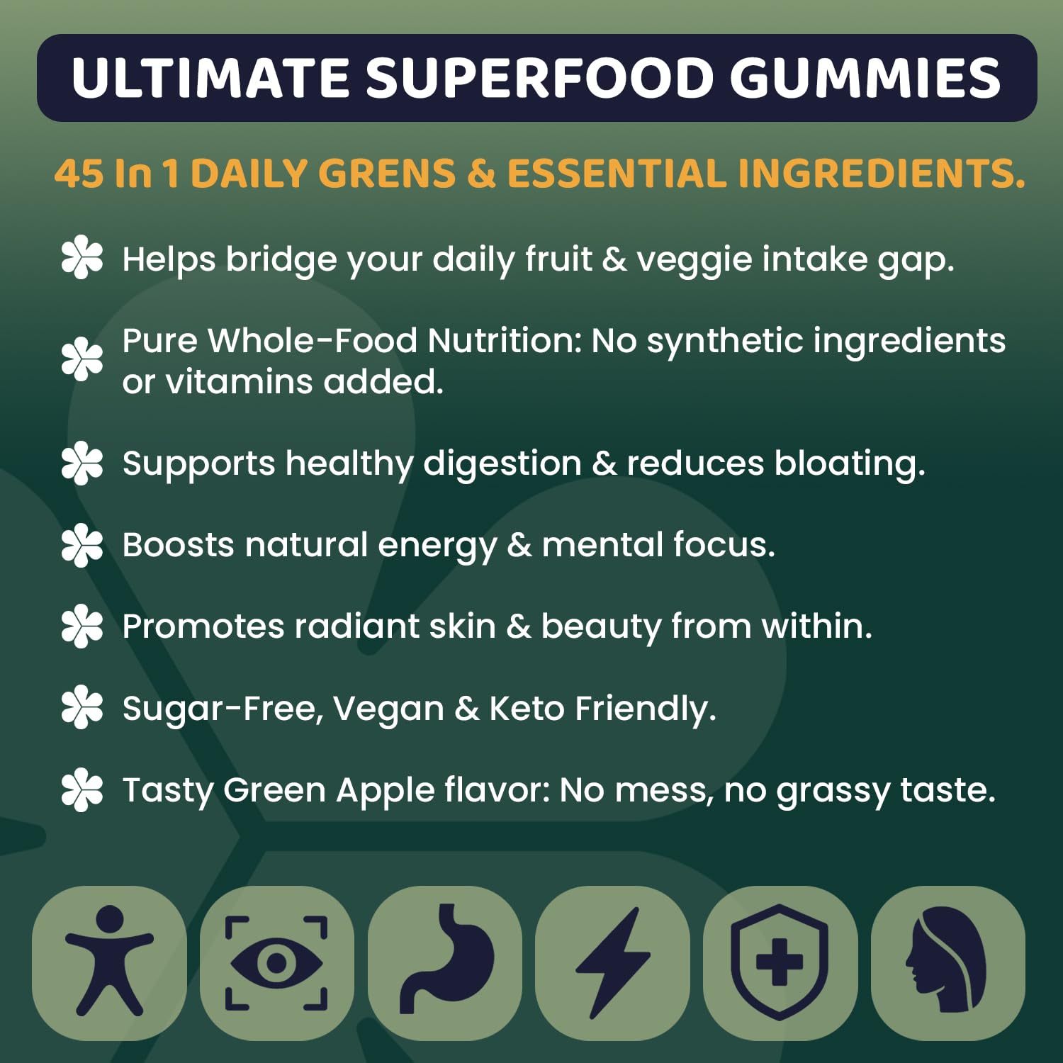 ROOTI Greens + Superfoods Gummies for Adults – 7-in-1 Whole Food Supplement, Spirulina, Lion’s Mane, Probiotics, Fiber & Digestive Enzymes Vegan, Sugar-Free, - dailyvitalstore