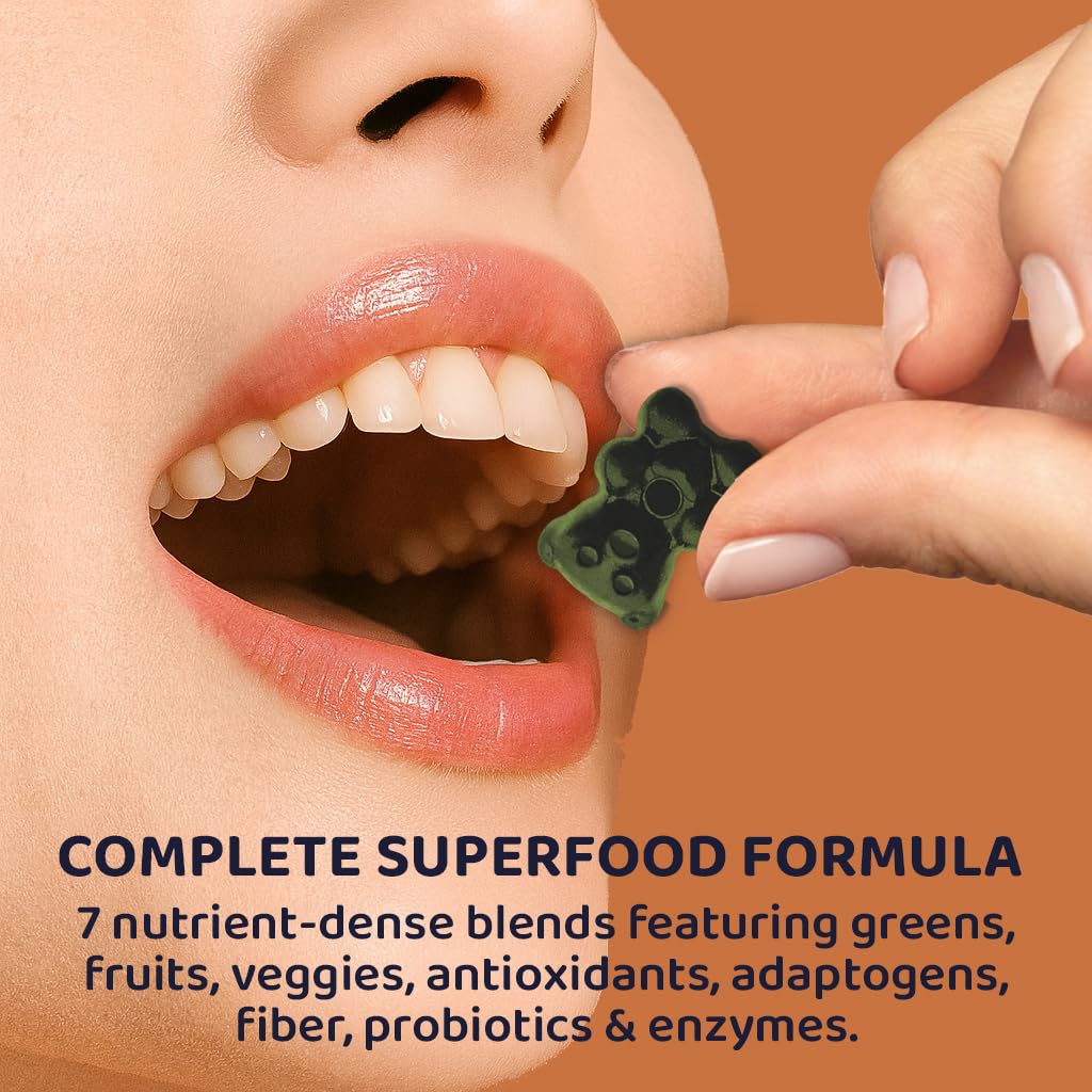 ROOTI Greens + Superfoods Gummies for Adults – 7-in-1 Whole Food Supplement, Spirulina, Lion’s Mane, Probiotics, Fiber & Digestive Enzymes Vegan, Sugar-Free, - dailyvitalstore