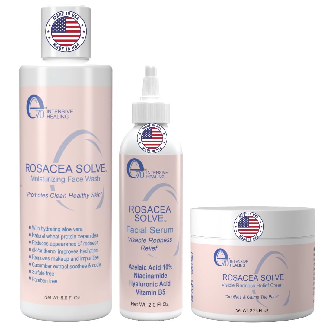 Rosacea Treatment Skincare for Women & Men - Face Wash, Rosacea Cream & Face Serum, Moisturizer Redness Reducing Skin Care with Aloe Vera, - dailyvitalstore