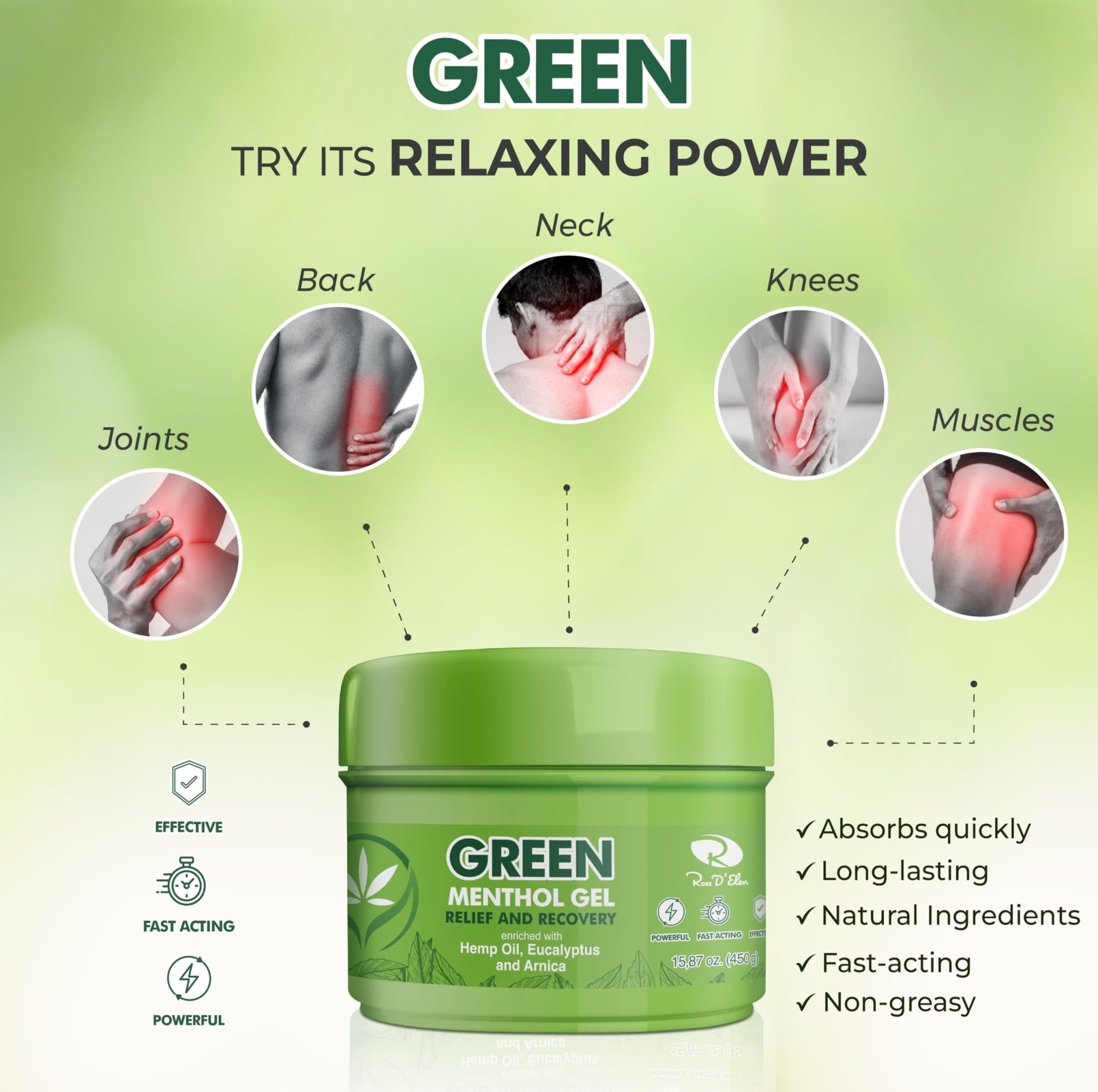 Ross D'Elen Green Menthol Gel - Large Size Single Pack - dailyvitalstore