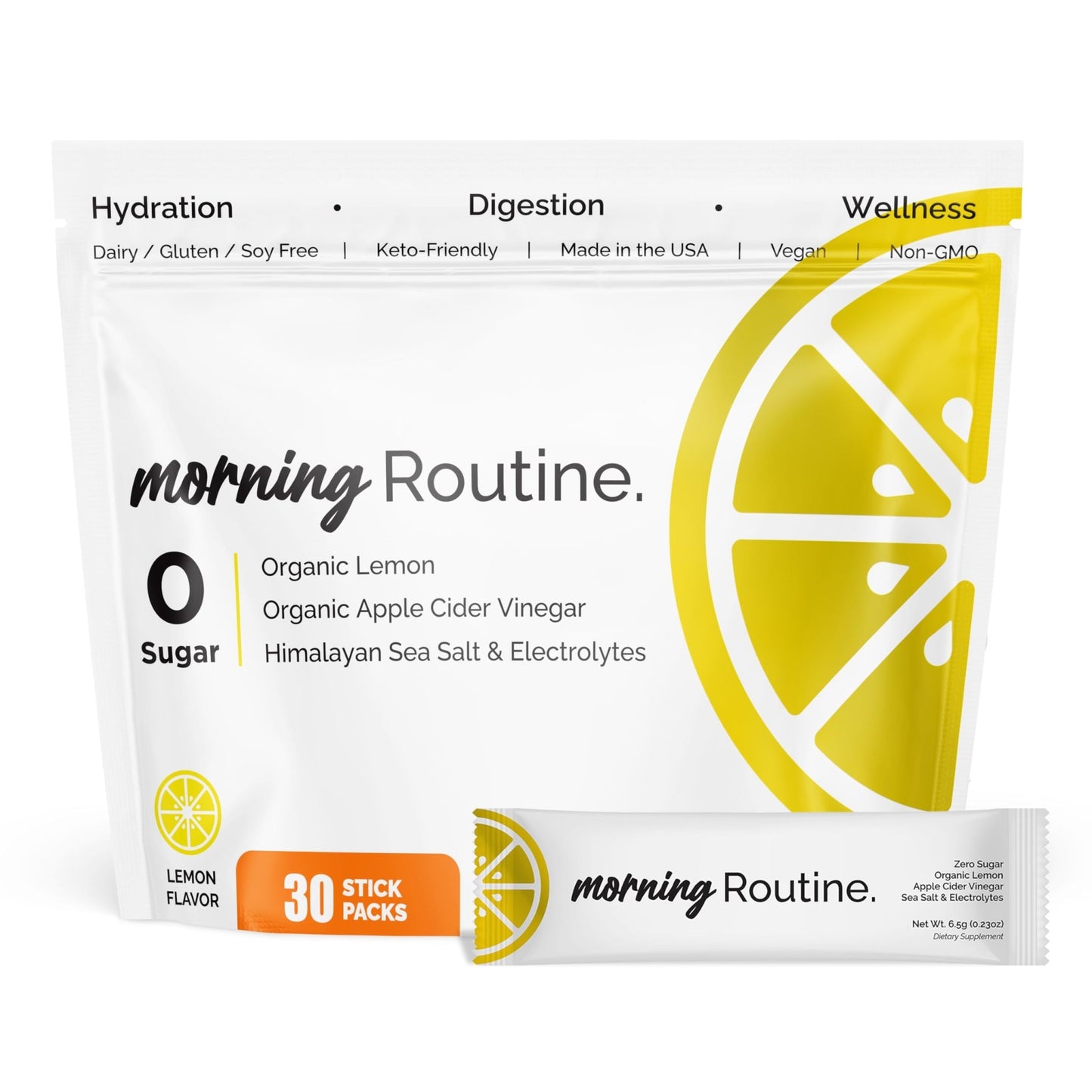 ROUTINE Morning Daily Hydration | Electrolyte Powder Packets | Lemon, Apple Cider Vinegar & Sea Salt Drink Mix | Sugar-Free, Keto & Paleo-Friendly | 3rd-Party - dailyvitalstore