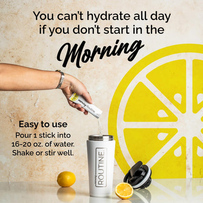 ROUTINE Morning Daily Hydration | Electrolyte Powder Packets | Lemon, Apple Cider Vinegar & Sea Salt Drink Mix | Sugar-Free, Keto & Paleo-Friendly | 3rd-Party - dailyvitalstore