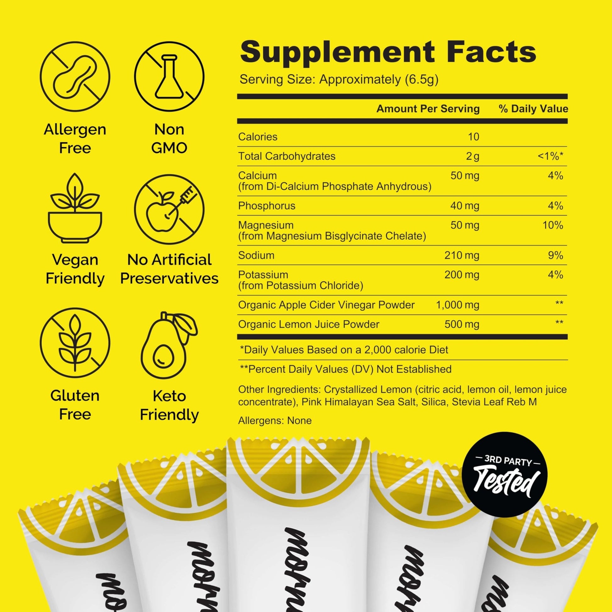 ROUTINE Morning Daily Hydration | Electrolyte Powder Packets | Lemon, Apple Cider Vinegar & Sea Salt Drink Mix | Sugar-Free, Keto & Paleo-Friendly | 3rd-Party - dailyvitalstore