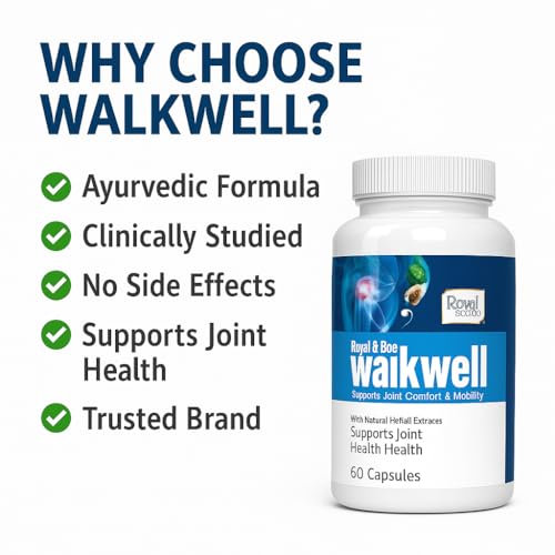 Royal Bee Walkwell Capsules – 60 Capsules – Supports Joint Pain & Inflammation Relief · Useful in Osteoarthritis · Promotes Flexibility & Mobility · Clinically Studied Herbal Ingredients - dailyvitalstore