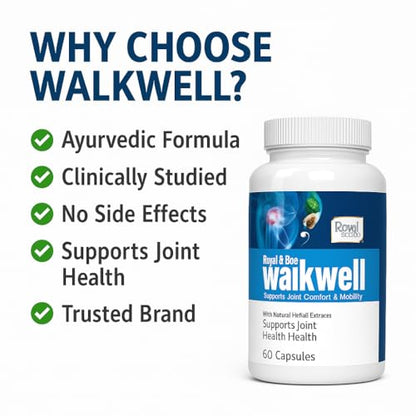 Royal Bee Walkwell Capsules – 60 Capsules – Supports Joint Pain & Inflammation Relief · Useful in Osteoarthritis · Promotes Flexibility & Mobility · Clinically Studied Herbal Ingredients - dailyvitalstore