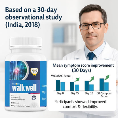 Royal Bee Walkwell Capsules – 60 Capsules – Supports Joint Pain & Inflammation Relief · Useful in Osteoarthritis · Promotes Flexibility & Mobility · Clinically Studied Herbal Ingredients - dailyvitalstore