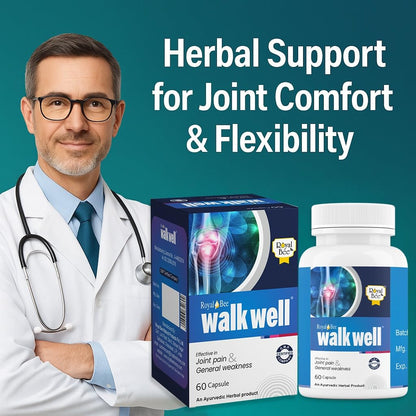 Royal Bee Walkwell Capsules – 60 Capsules – Supports Joint Pain & Inflammation Relief · Useful in Osteoarthritis · Promotes Flexibility & Mobility · Clinically Studied Herbal Ingredients - dailyvitalstore