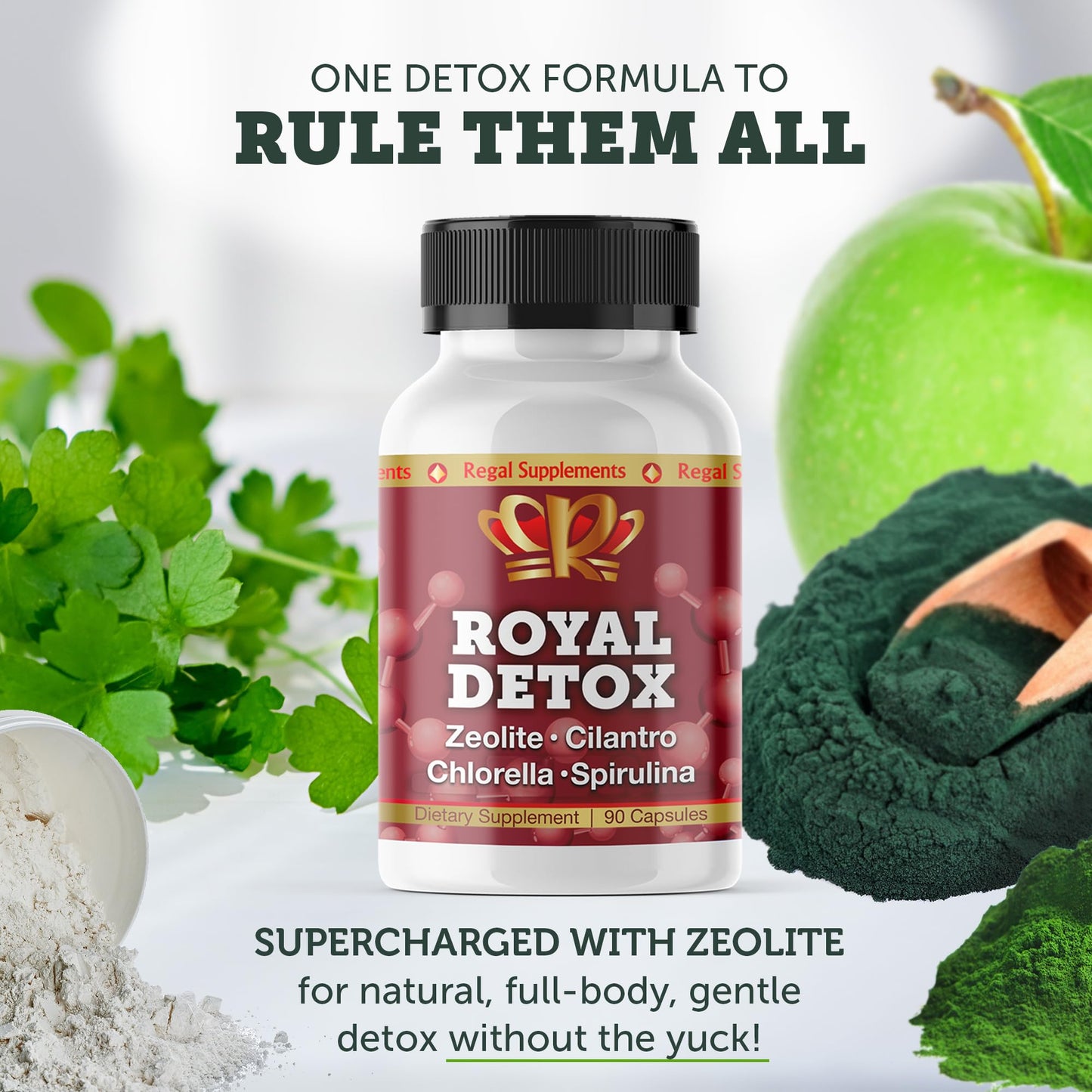 Royal Detox - All-in-One Cleanse | Zeolite, Cilantro, Chlorella, Spirulina, Apple Pectin | Full Body, Liver, Colon Detox | Supports Energy, Mood, Immunity, Gut Health, - dailyvitalstore
