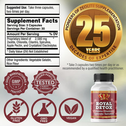 Royal Detox - All-in-One Cleanse | Zeolite, Cilantro, Chlorella, Spirulina, Apple Pectin | Full Body, Liver, Colon Detox | Supports Energy, Mood, Immunity, Gut Health, - dailyvitalstore