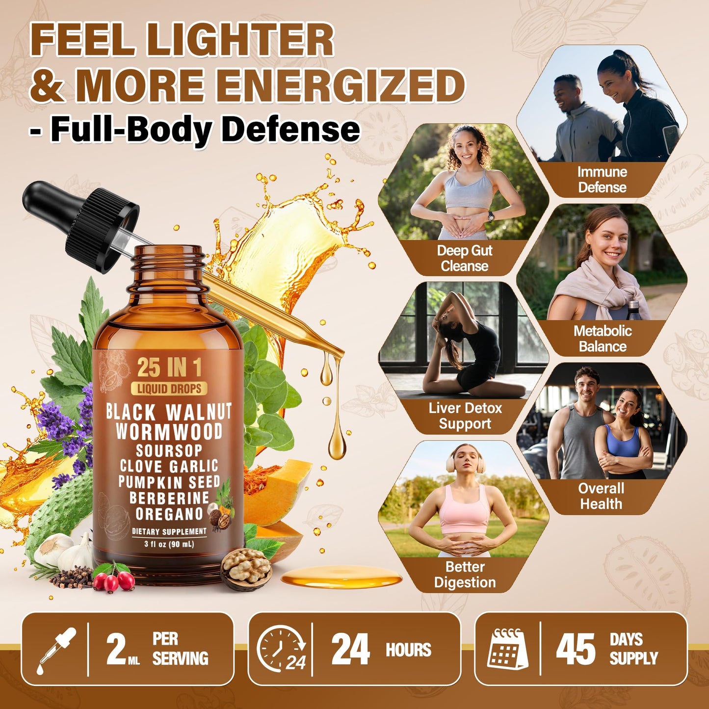Royavita 25-in-1 Liposomal Wormwood Black Walnut Clove Parasite Cleanse with Clove, Garlic, Pumpkin Seed, Oregano & Berberine – 98% Absorption for Superior - dailyvitalstore