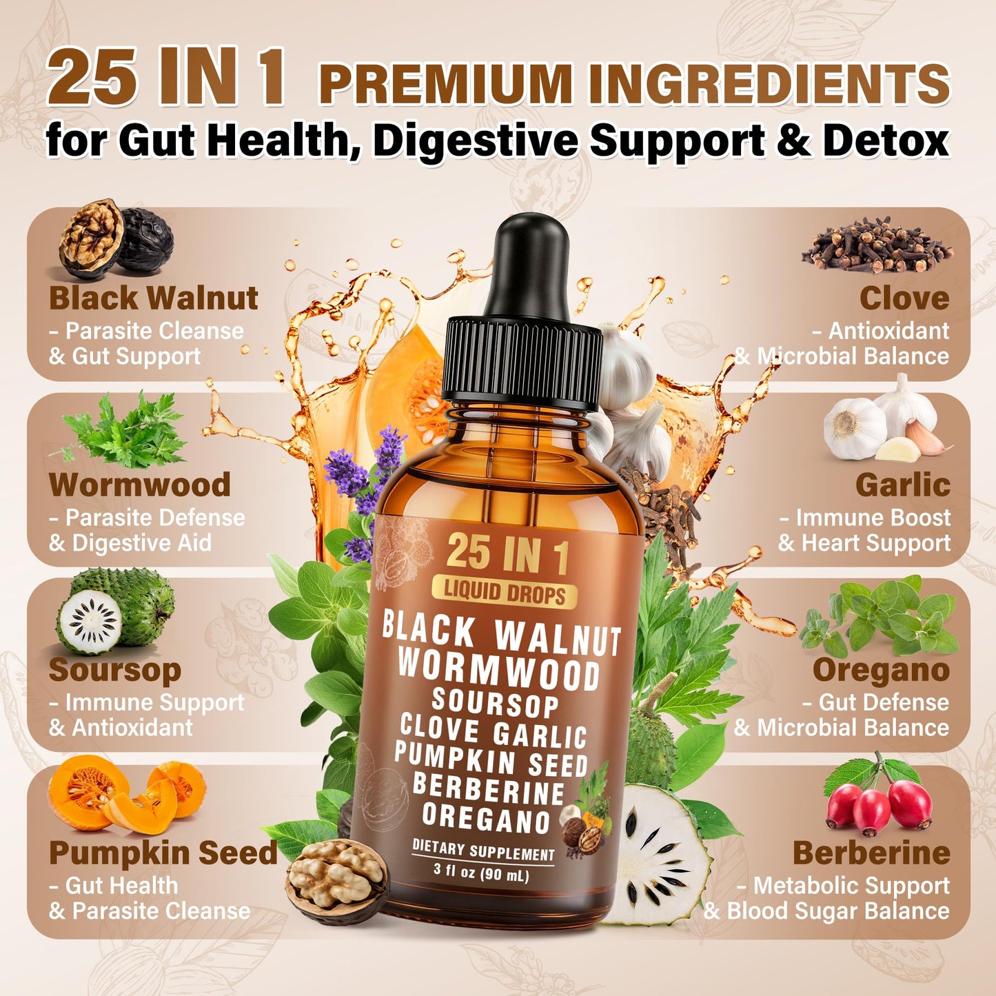 Royavita 25-in-1 Liposomal Wormwood Black Walnut Clove Parasite Cleanse with Clove, Garlic, Pumpkin Seed, Oregano & Berberine – 98% Absorption for Superior - dailyvitalstore