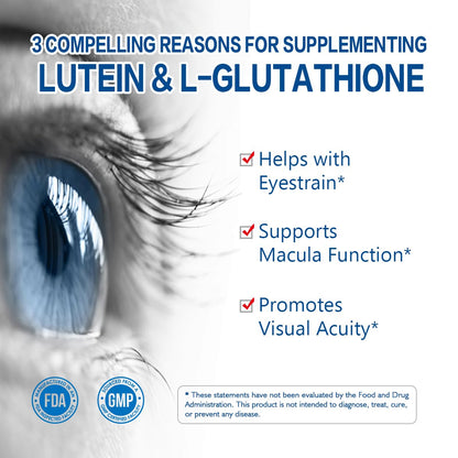 RoyaVita Lutein & L-Glutathione Softgel, Zeaxanthin Supplement with Vitamin C, Vitamin E, Supports Vision Health Care, - dailyvitalstore