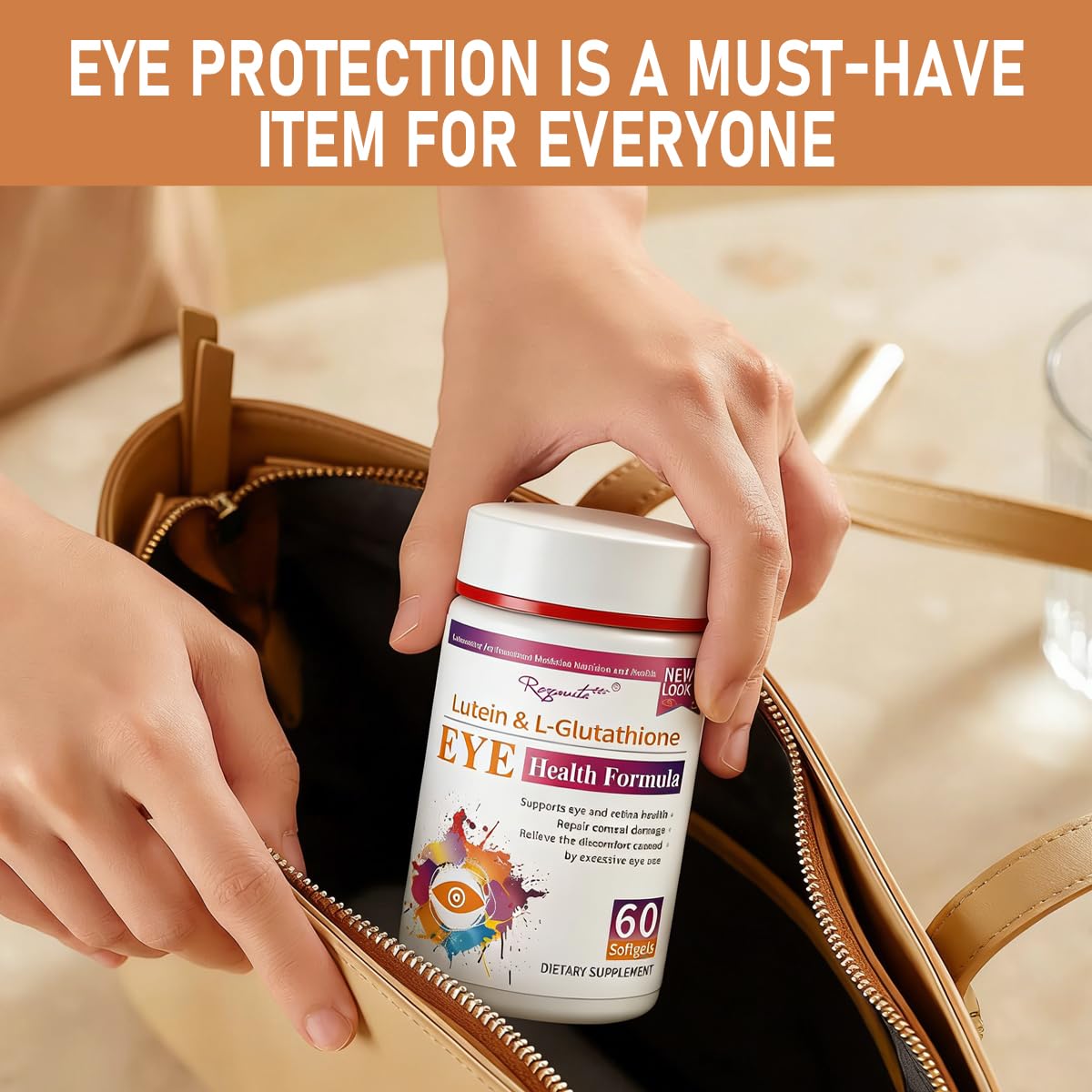 RoyaVita Lutein & L-Glutathione Softgel, Zeaxanthin Supplement with Vitamin C, Vitamin E, Supports Vision Health Care, - dailyvitalstore