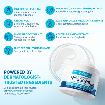 Roycederm Rosacea Treatment for Face with Azelaic Acid – Redness Relief & Corrector – Sensitive Skin Moisturizer for Redness, Bumps & Irritation - dailyvitalstore