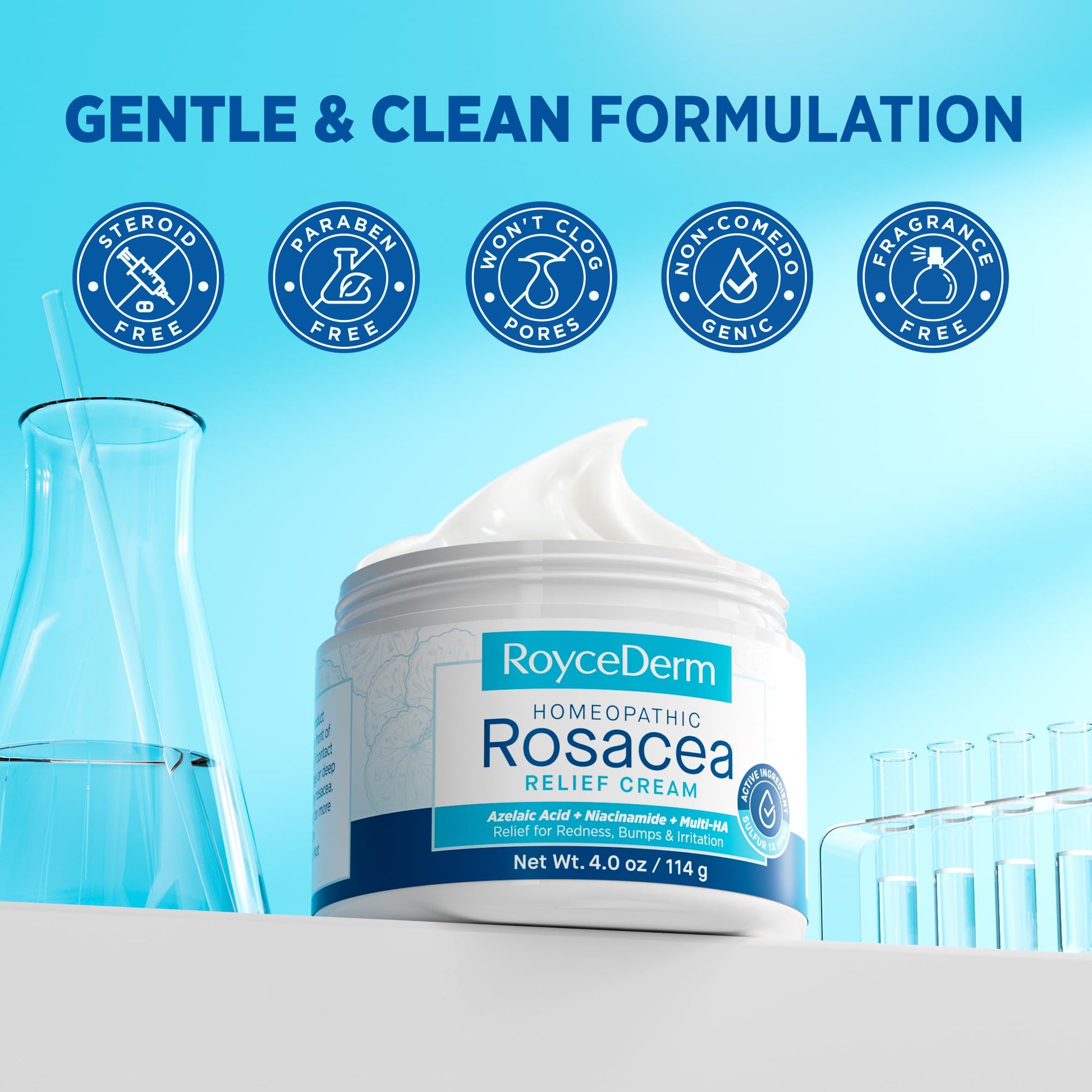 Roycederm Rosacea Treatment for Face with Azelaic Acid – Redness Relief & Corrector – Sensitive Skin Moisturizer for Redness, Bumps & Irritation - dailyvitalstore