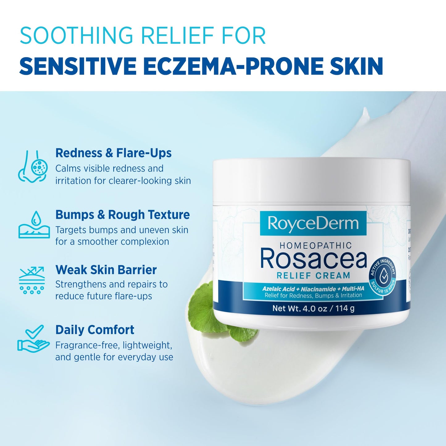 Roycederm Rosacea Treatment for Face with Azelaic Acid – Redness Relief & Corrector – Sensitive Skin Moisturizer for Redness, Bumps & Irritation - dailyvitalstore