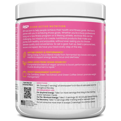 RSP NUTRITION AminoLean Pre Workout Powder, Amino Energy & Weight Management with Vegan BCAA Amino Acids, Natural Caffeine, Preworkout Boost for Men & Women, 30 Serv, Pink Lemonade… - dailyvitalstore