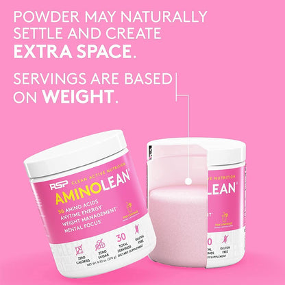 RSP NUTRITION AminoLean Pre Workout Powder, Amino Energy & Weight Management with Vegan BCAA Amino Acids, Natural Caffeine, Preworkout Boost for Men & Women, 30 Serv, Pink Lemonade… - dailyvitalstore