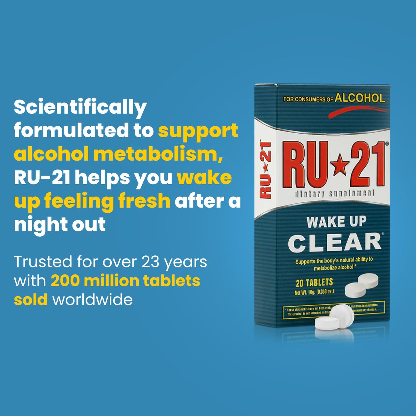 RU-21 The Supplement for When You Want to Drink & Go to Work The Next Morning | Feel Better After Celebrating & Support Your Liver | Trusted for 23+ Years | Made in USA (20 Pills, 10 Servings) - dailyvitalstore