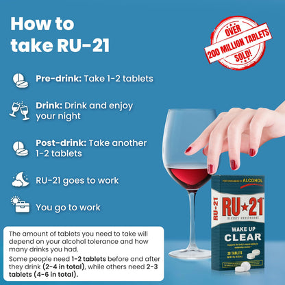 RU-21 The Supplement for When You Want to Drink & Go to Work The Next Morning | Feel Better After Celebrating & Support Your Liver | Trusted for 23+ Years | Made in USA (20 Pills, 10 Servings) - dailyvitalstore
