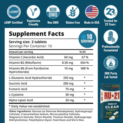 RU-21 The Supplement for When You Want to Drink & Go to Work The Next Morning | Feel Better After Celebrating & Support Your Liver | Trusted for 23+ Years | Made in USA (20 Pills, 10 Servings) - dailyvitalstore