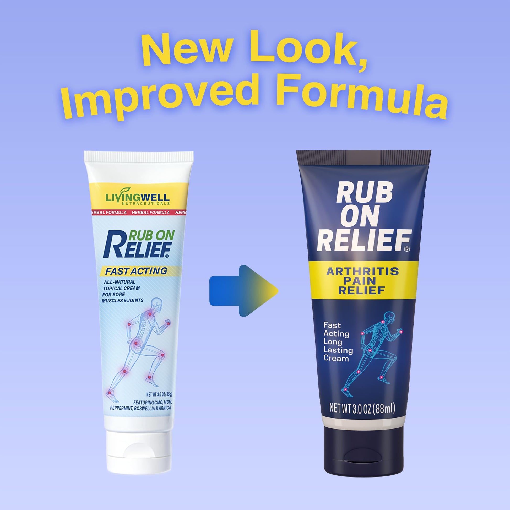RUB ON RELIEF Arthritis Pain Relief Cream – 10-in-1 Non-Greasy Joints Pain Cream for Knees, Back, Neck, Hands, & Muscle Aches with Menthol, Camphor, Arnica, MSM & Turmeric Up to 8 Hours, 3oz (1 Pack) - dailyvitalstore